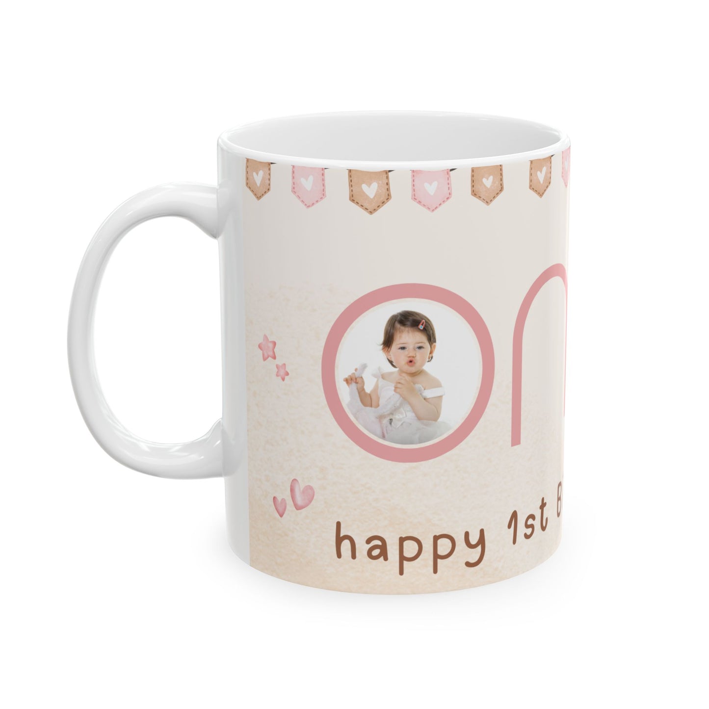 Cute Birthday Ceramic Mug, 1st Birthday Mug, Baby Shower Gift, Customizable Gift, Kids Mug - 13995
