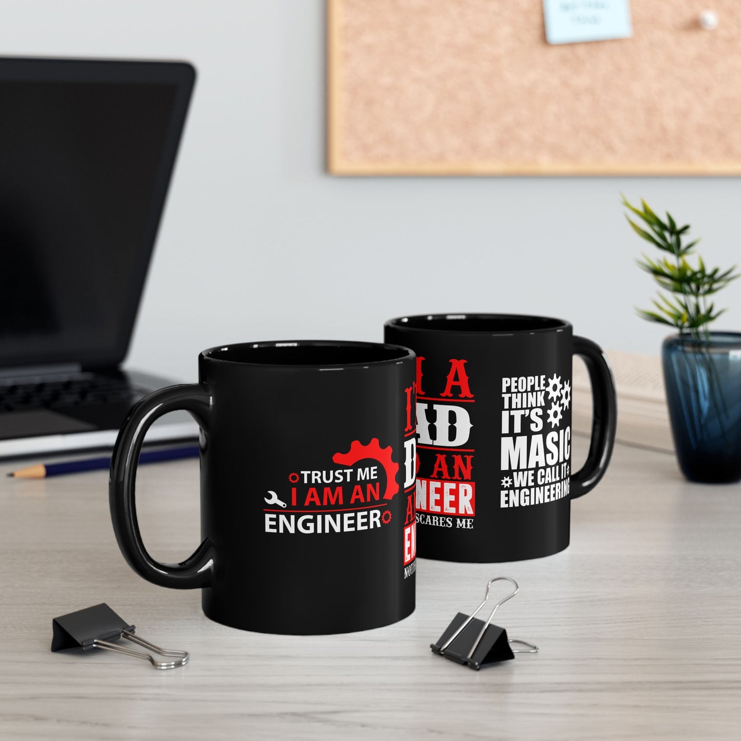 I'm A Dad & An Engineer, Nothing Scares Me  - Black Mug (11oz, 15oz)