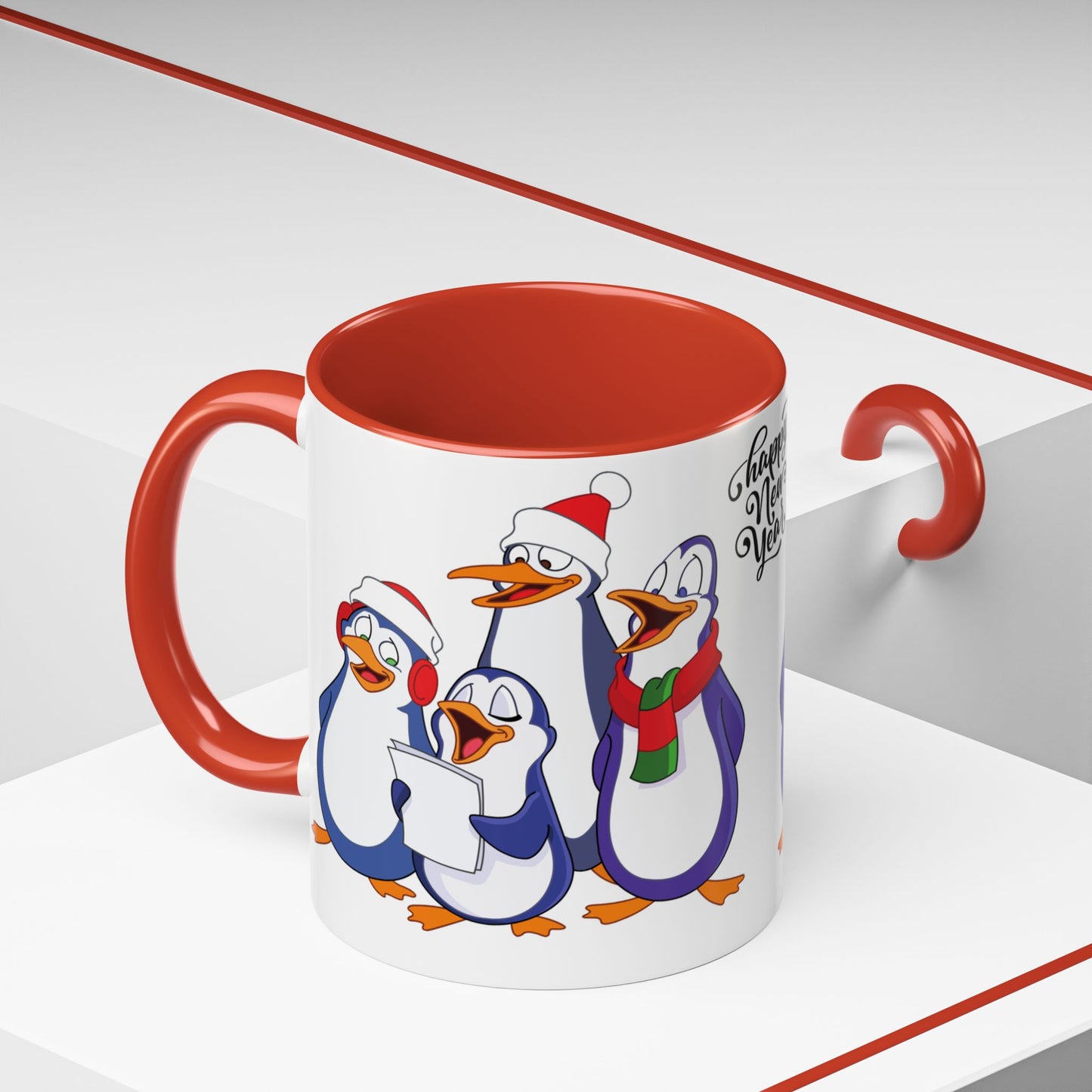 Penguins, Happy New Year - Accent Coffee Mug (11, 15oz) - 10291