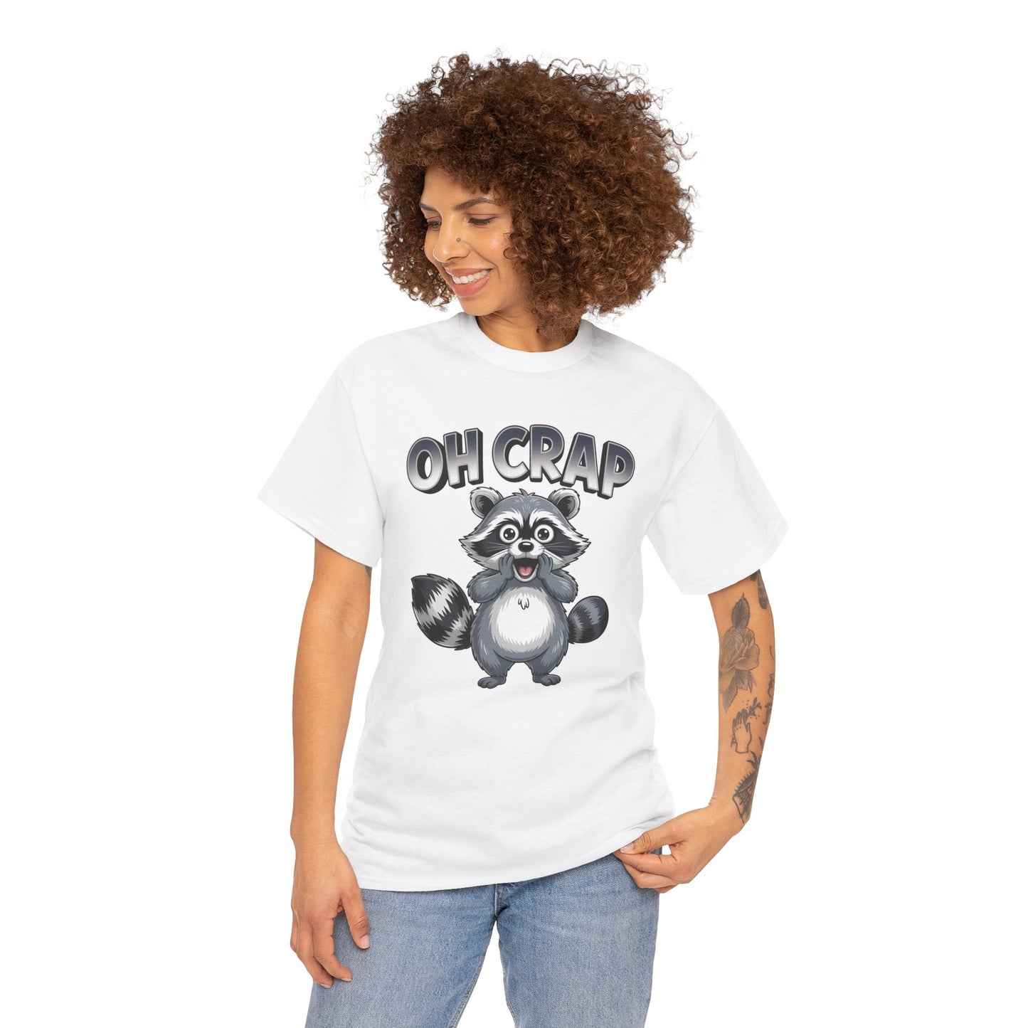Funny Raccoon T-Shirt – “Oh Crap” Cute Meme Reaction Animal Tee Gift - 14855