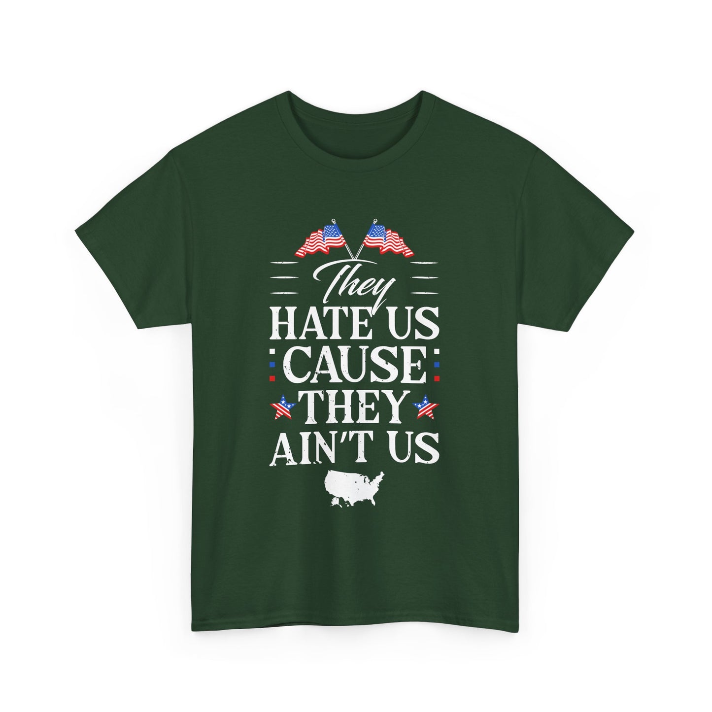 Patriotic Unisex Heavy Cotton Tee - 'They Hate Us Cause They Ain't Us' - Gift for Freedom Lovers, Casual Wear, Independence Day - 13651