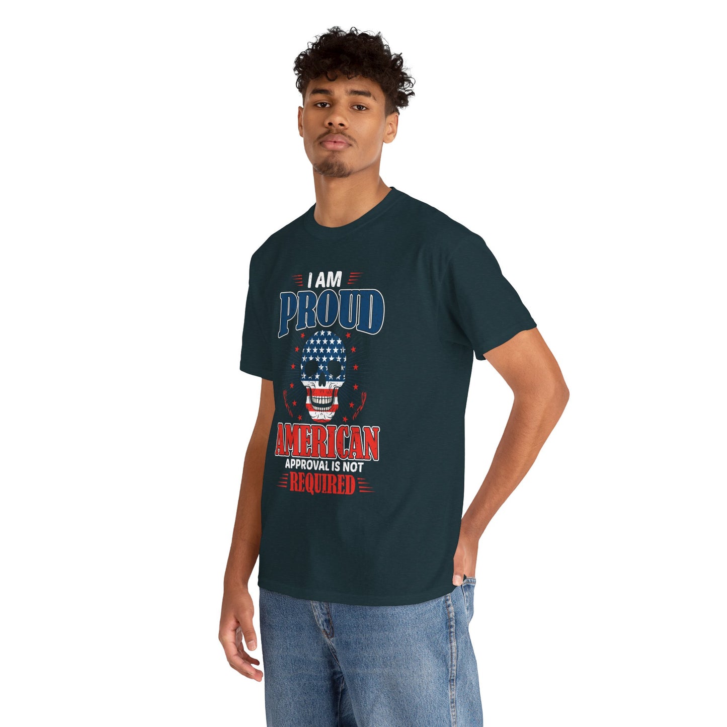 "I'm a Proud American" Unisex Heavy Cotton Tee, Patriotic Shirt, Independence Day Apparel, Casual Wear, Gift for Veterans - 13637