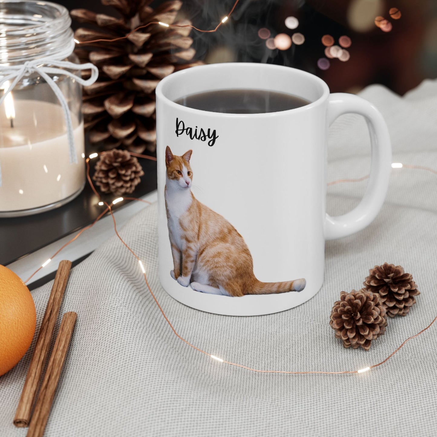 Personalized Cat Design Ceramic Mug, Custom Pet Mug, Gift for Cat Lovers, Cat Owner Coffee Cup, Cute Animal Mug - 14201