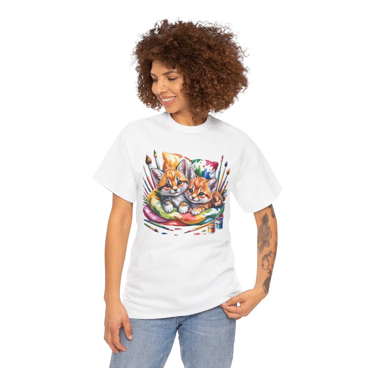 Artist Kittens T-Shirt — Cute Painting Cats Graphic Tee, Cat Lover Gift - 14866