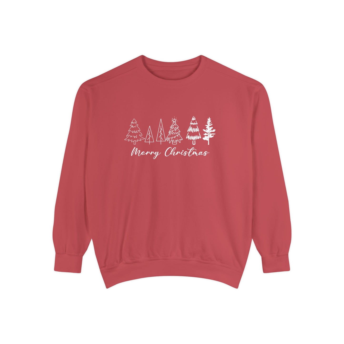 Trees, Merry Christmas - Unisex Garment-Dyed Sweatshirt - 10391