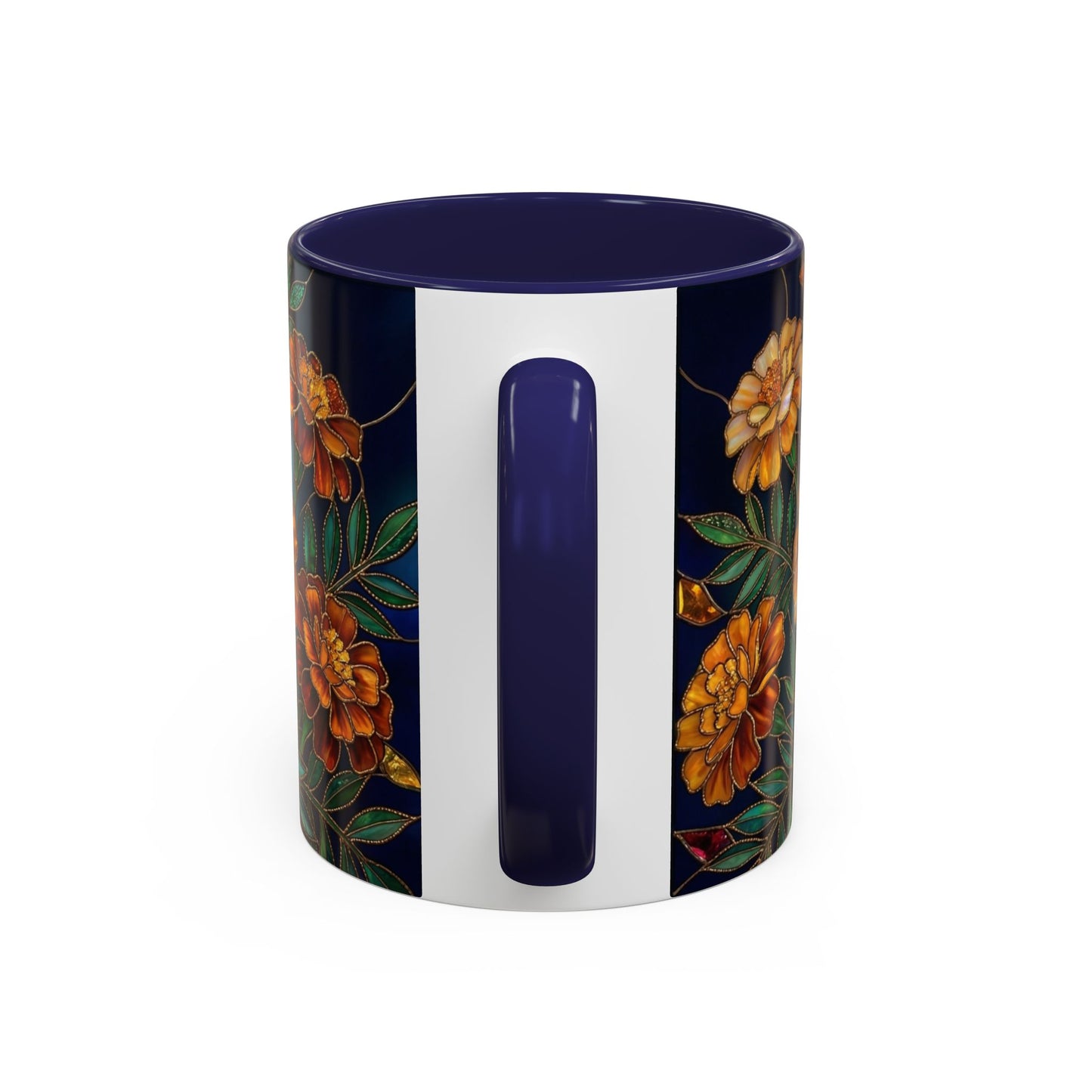 Marigold Floral Accent Coffee Mug — Dark Botanical 11/15oz - 14578