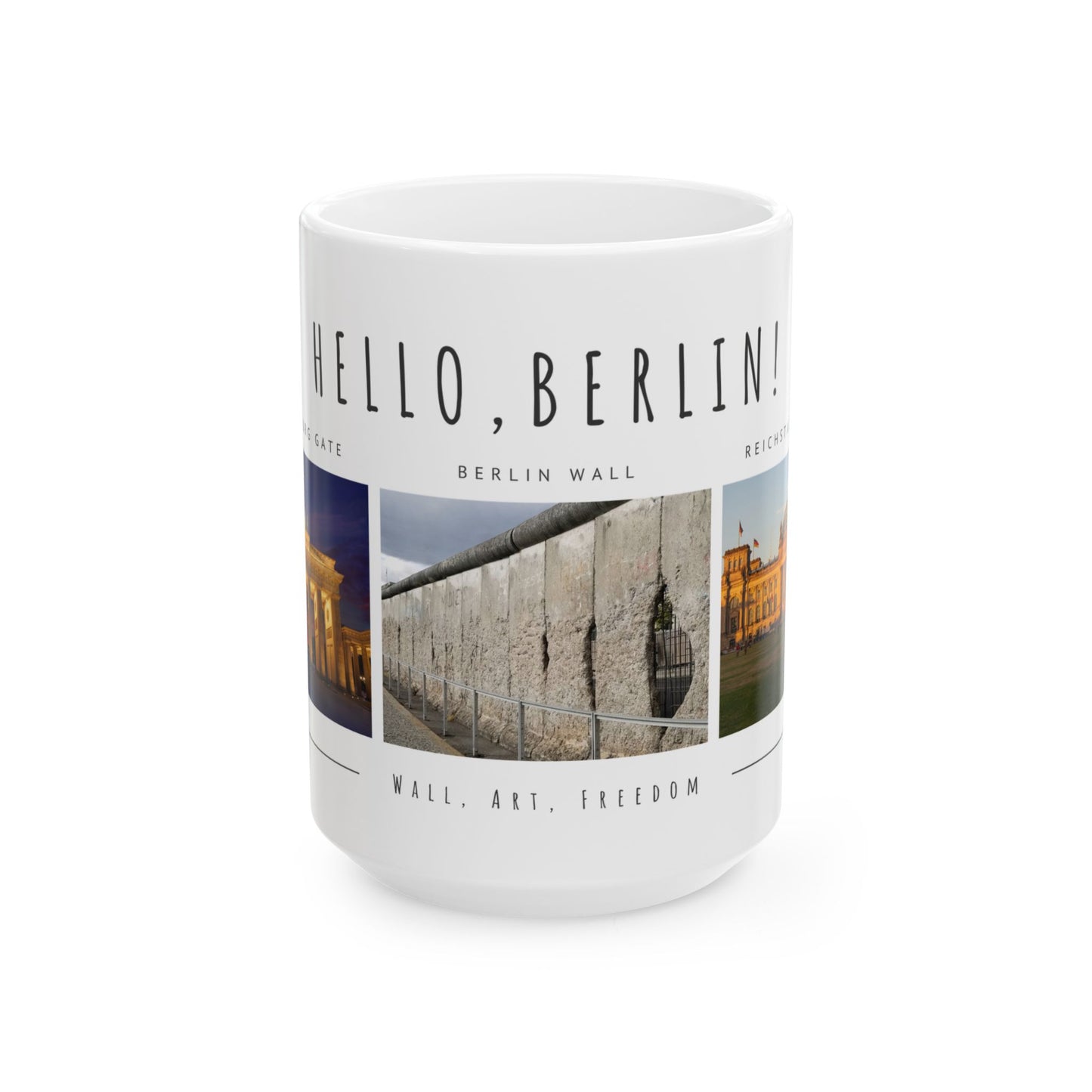 Hello Berlin! Ceramic Travel Mug with Cityscape Design - Perfect Gift for Travelers and History Lovers - 12015