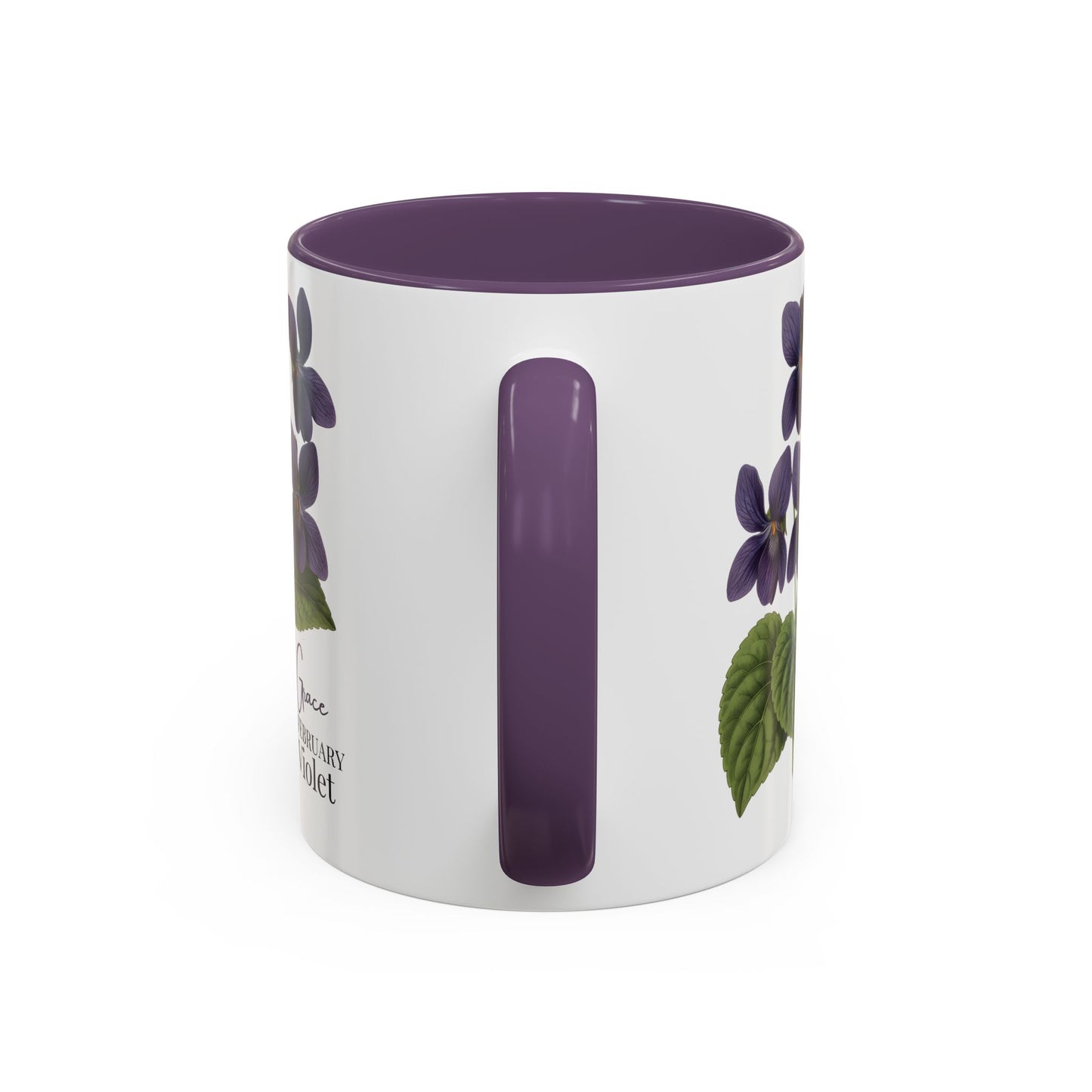February Birth Flower Violet Mug – Personalized Name Coffee Cup - 14687