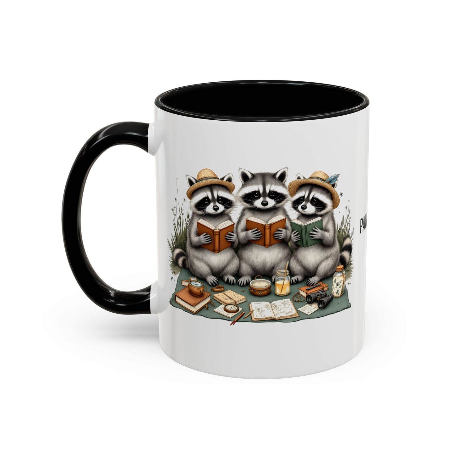 Paws & Pages Raccoon Reading Mug – Cute Book Lover Coffee Cup Gift (11oz / 15oz) - 14814