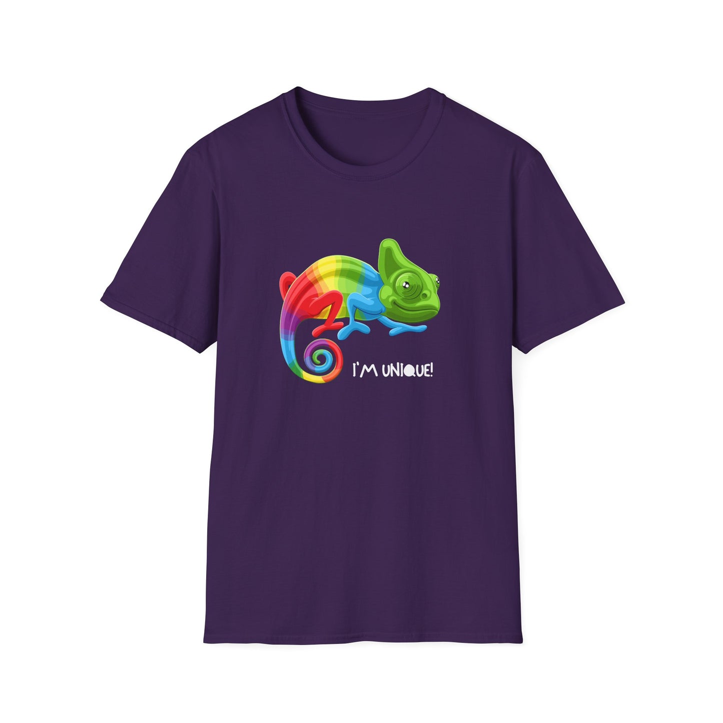 Unique Colorful Chameleon Unisex Softstyle T-Shirt - I'm Unique - 11823