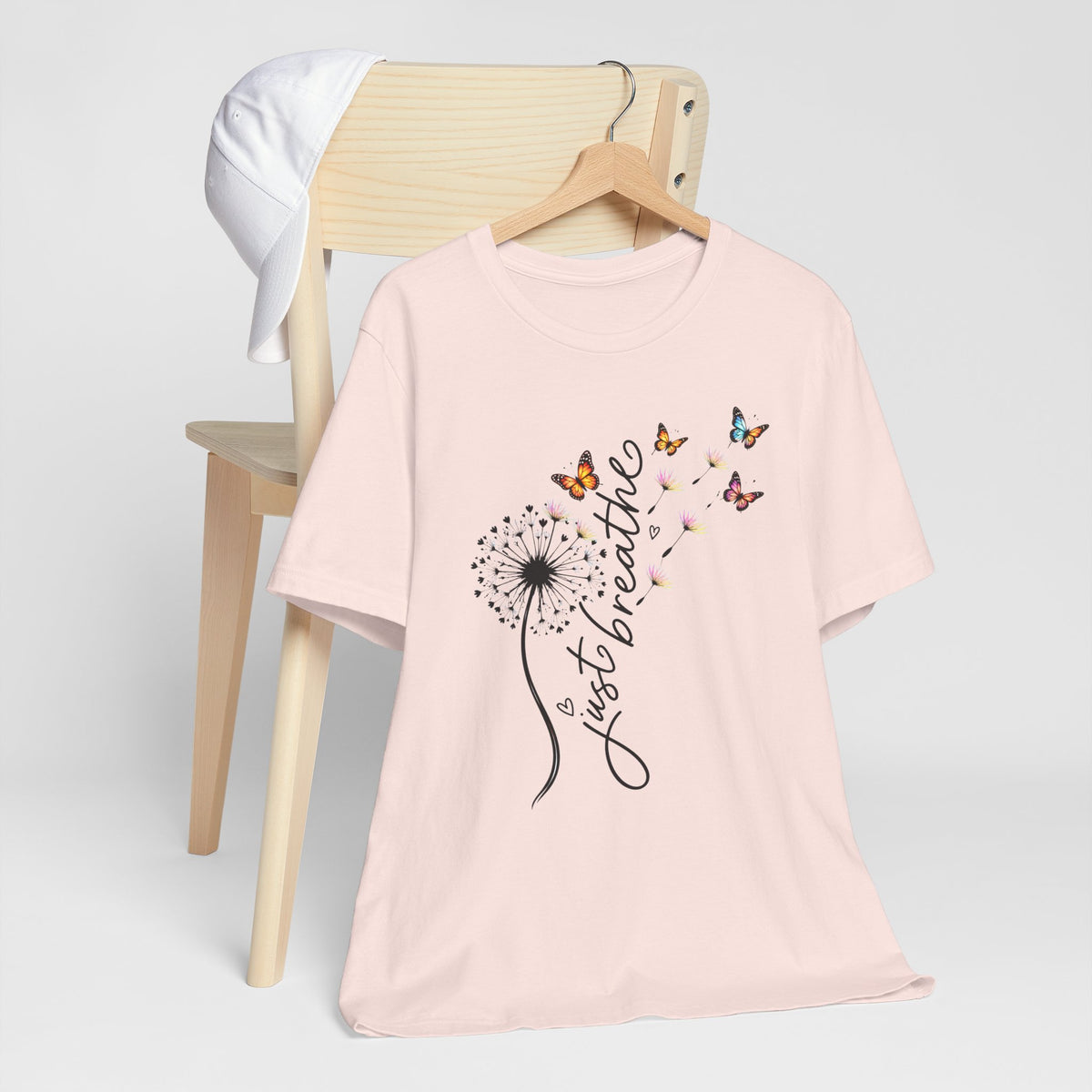 Just Breathe Dandelion T-Shirt,  Butterfly Inspirational Tee - 14519