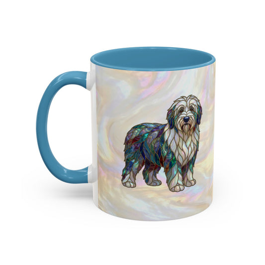 English Sheepdog Accent Coffee Mug -Stained Glass Style (11/15oz) - 14631