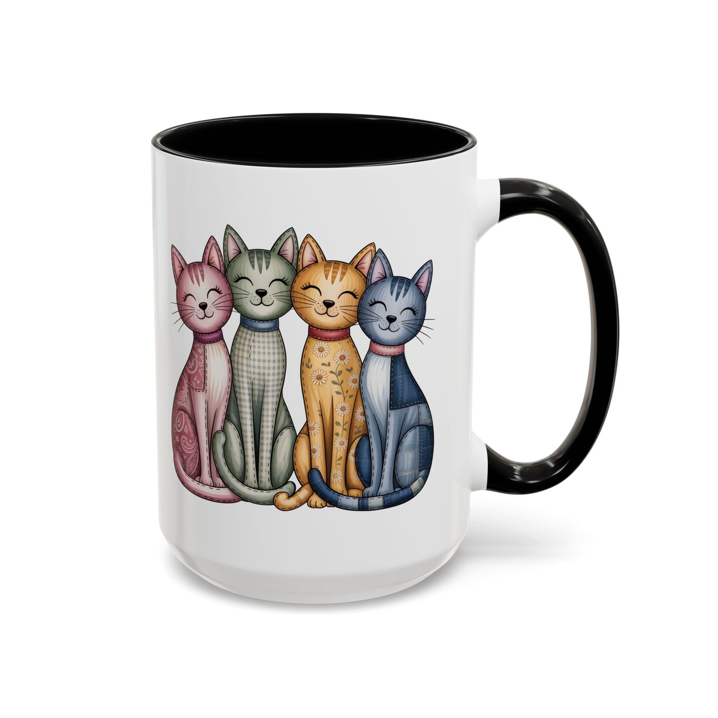Happy Cats Illustration Mug – Colorful Cat Art Coffee Cup (11oz / 15oz) - 14769