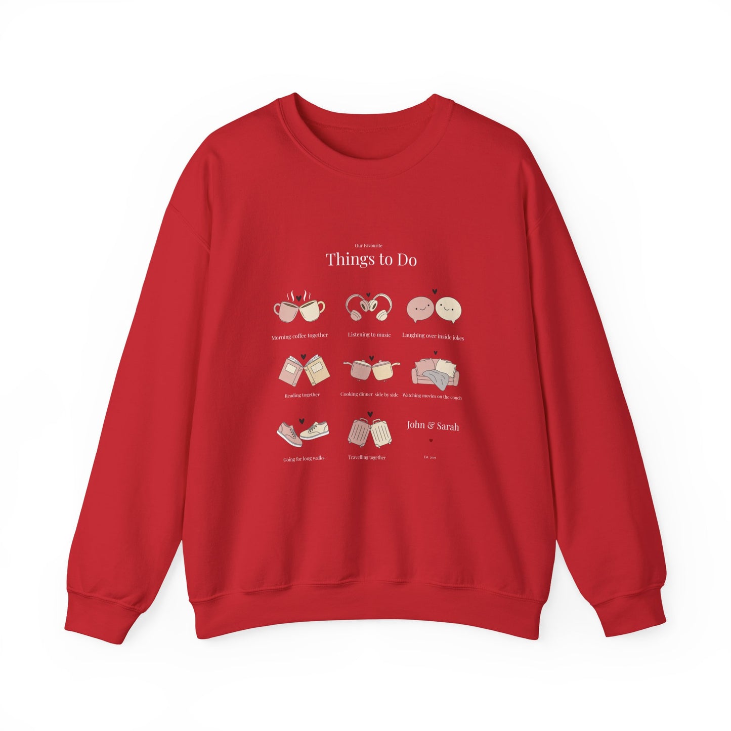 Our Favourite Things to Do Together – Personalised Illustration Crewneck Sweatshirt | Valentine’s Gift - 14726