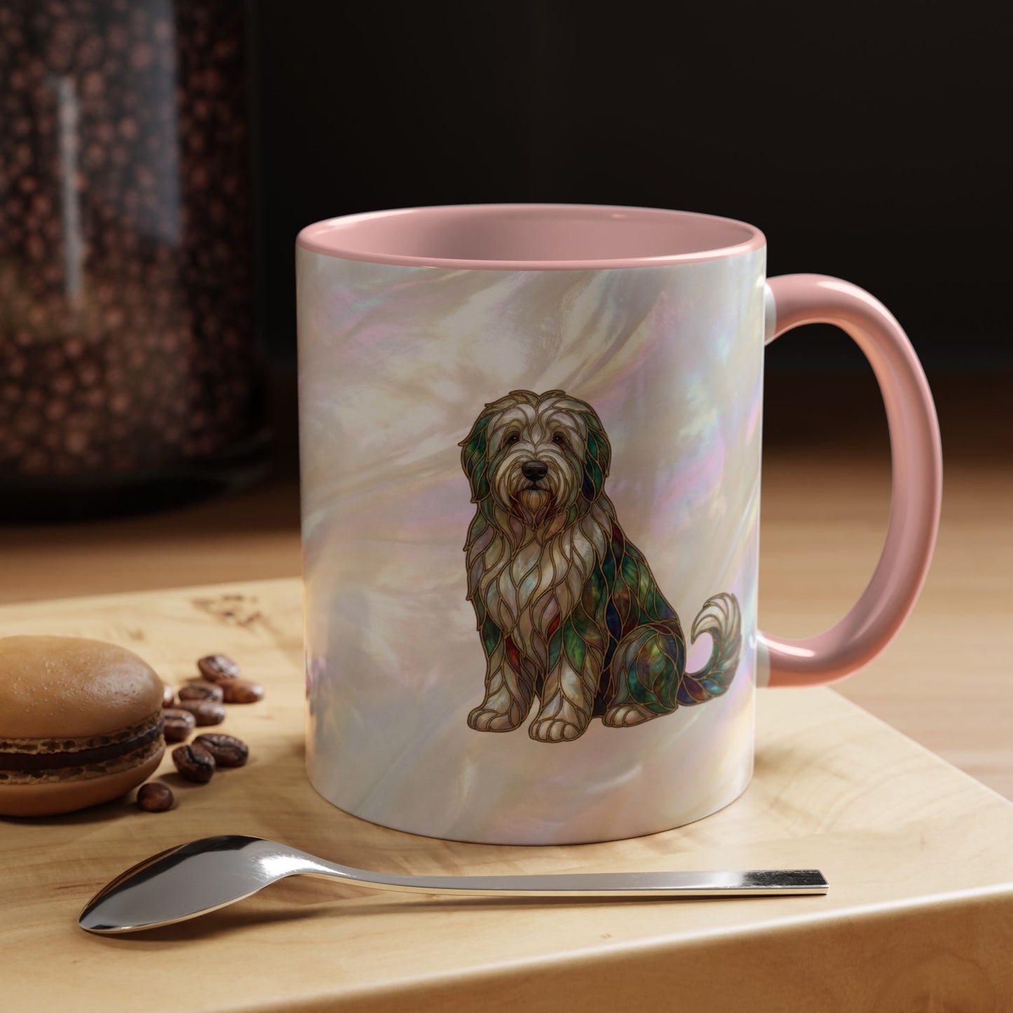 English Sheepdog Accent Coffee Mug -Stained Glass Style (11/15oz) - 14631