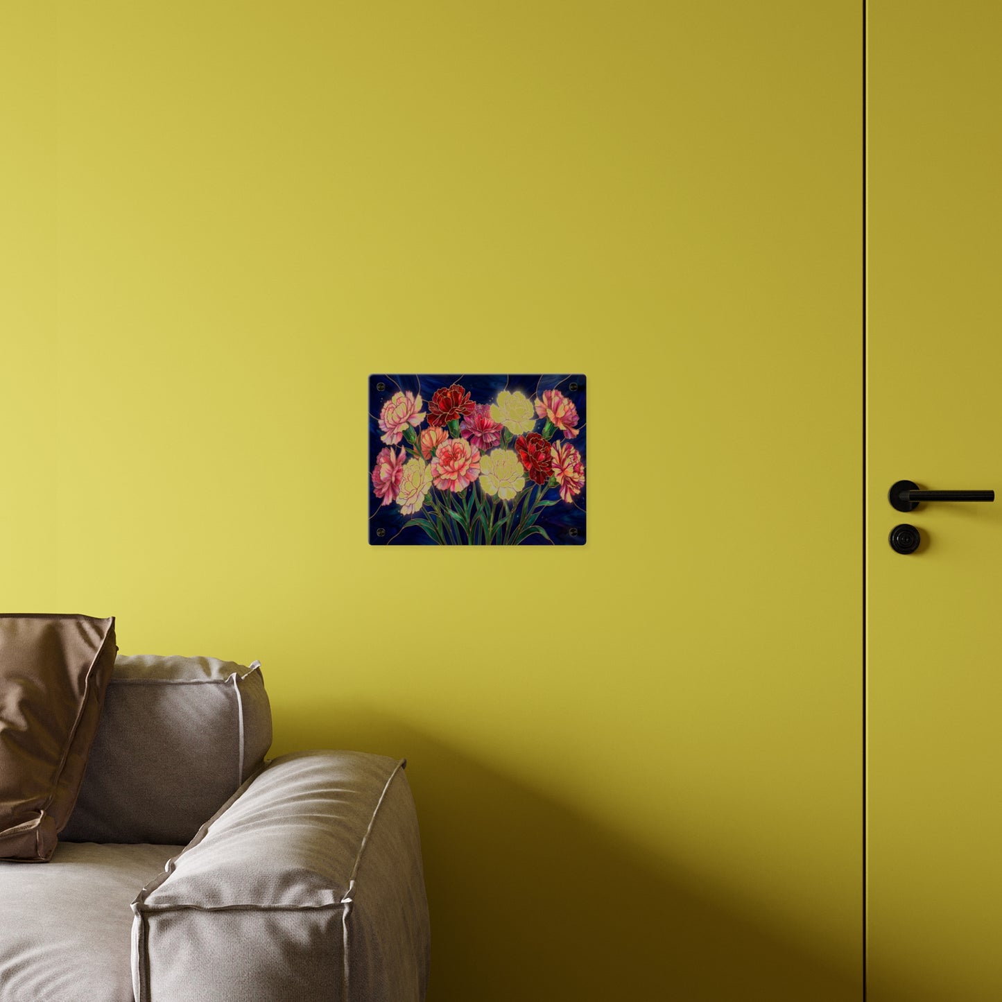 Carnation Bouquet Acrylic Wall Art Panel — Floral Home Décor - 14599