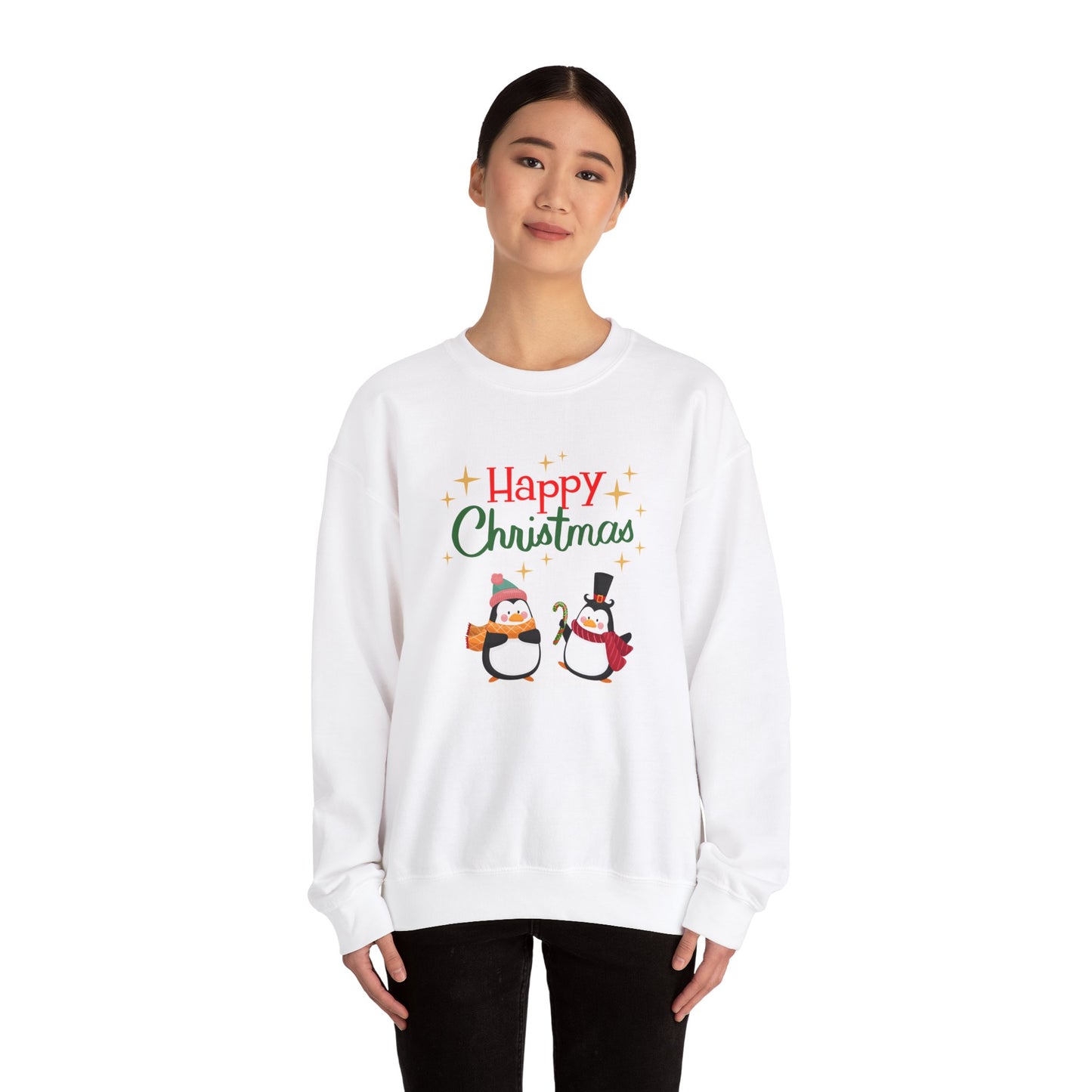 2 Penguins: Happy Christmas - Unisex Heavy Blend™ Crewneck Sweatshirt