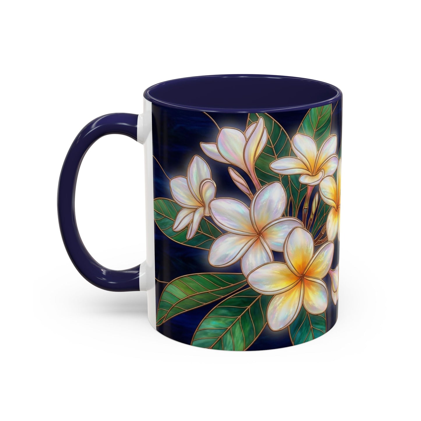 Plumeria Floral Accent Mug —  Stained Glass Design (11/15oz) - 14545