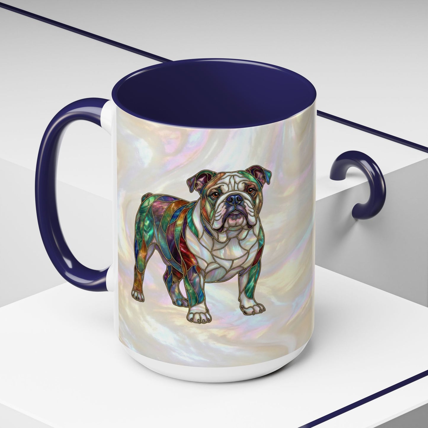 English Bulldog Accent Coffee Mug -Stained Glass Style (11/15oz) - 14630