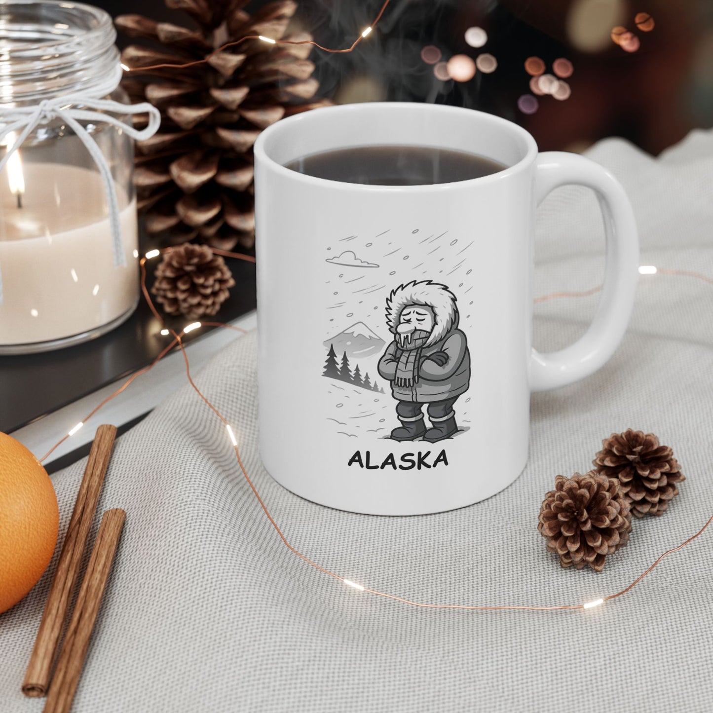 "Alaska: Where ‘fresh air’ is a synonym for ‘frostbite.’" Ceramic Mug - 13058