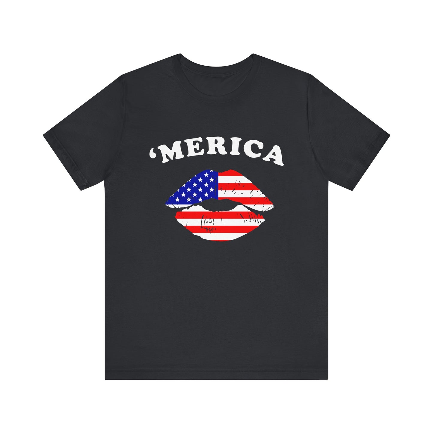 'Merica Unisex Jersey Tee, Patriotic Short Sleeve Shirt, USA Flag Design, Independence Day Apparel, Festival Wear, Summer Casual - 13519