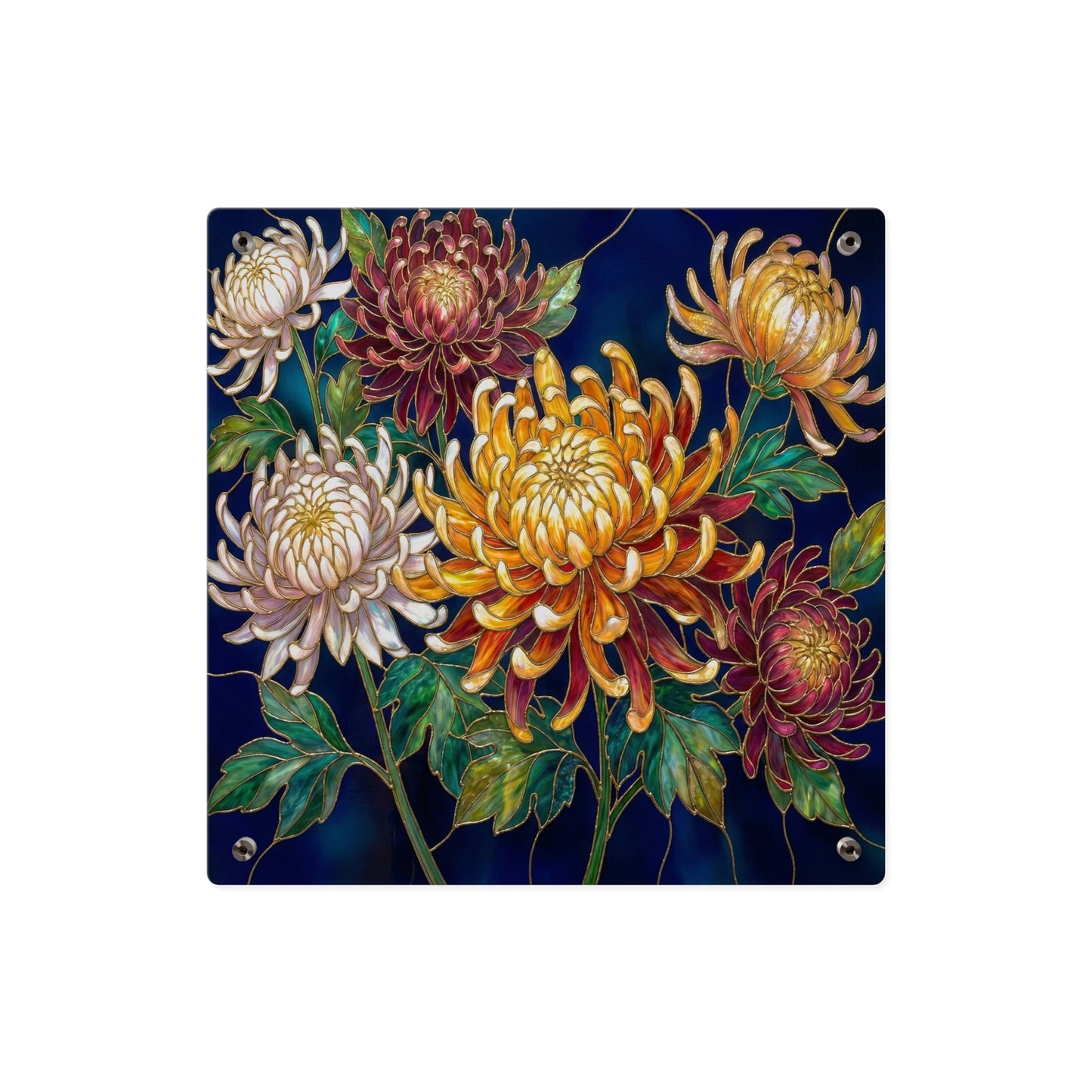 Chrysanthemum Acrylic Wall Art Panel — Floral Botanical Home Décor - 14609