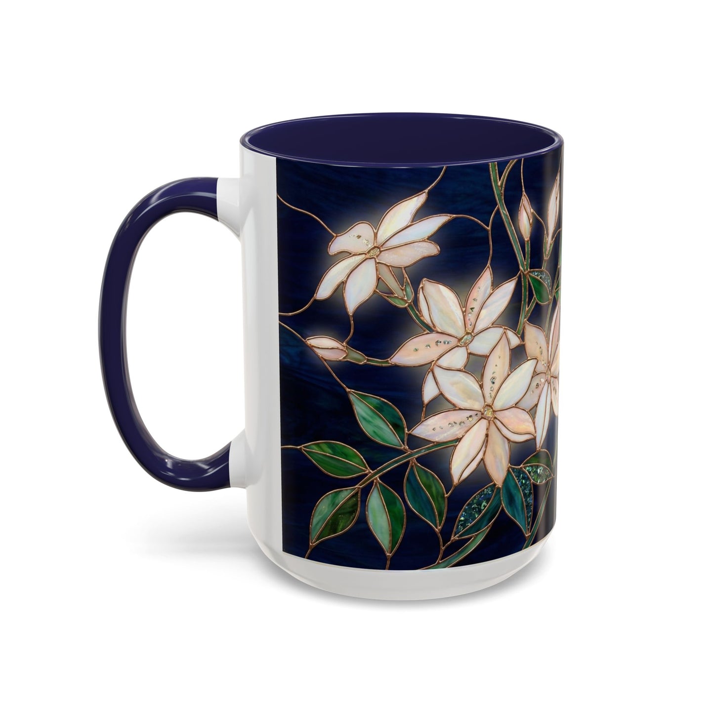 Jasmine Floral Accent Coffee Mug —  Stained Glass Design (11/15oz) - 14573