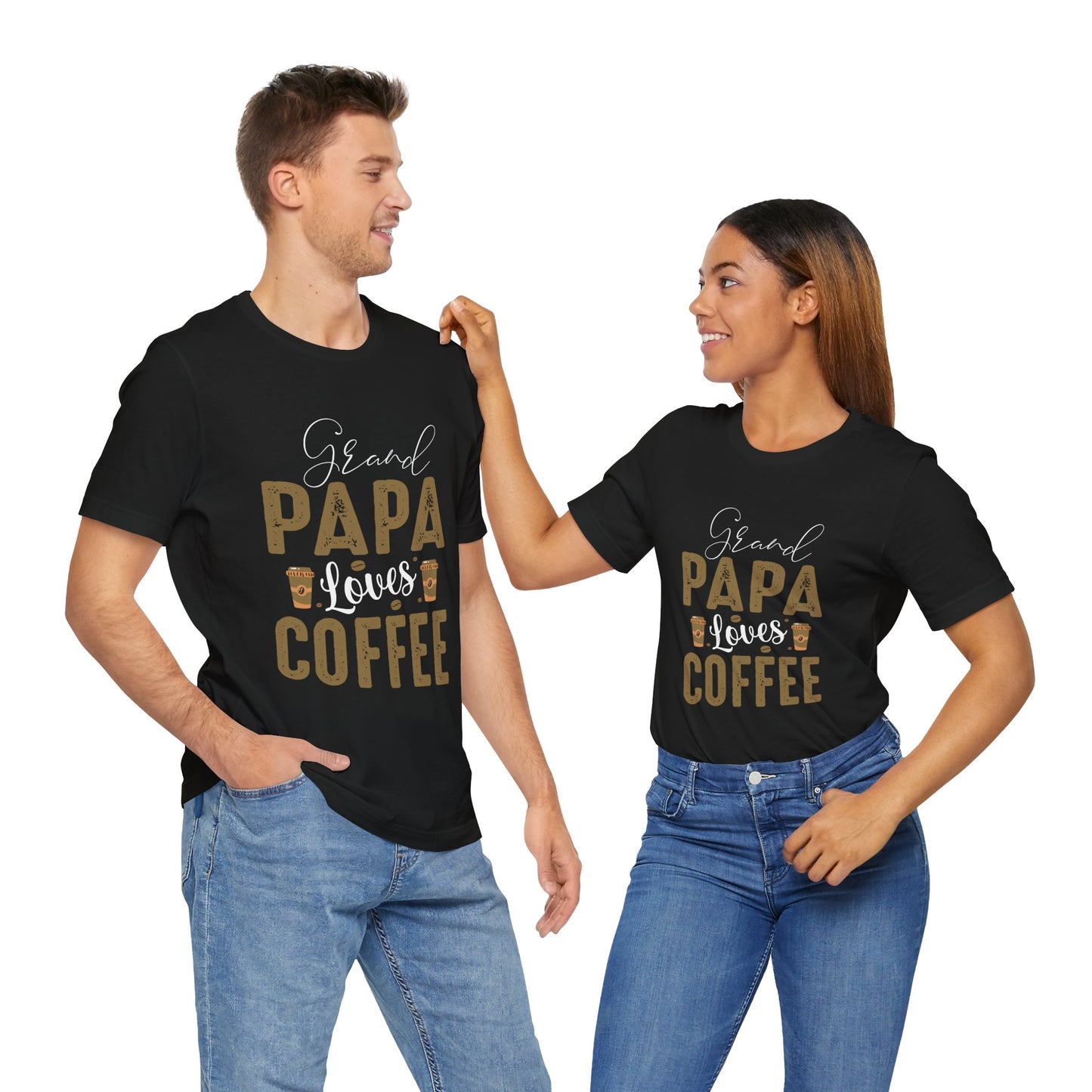 Grand Papa Loves Coffee - Unisex Jersey Short Sleeve Tee - 12553