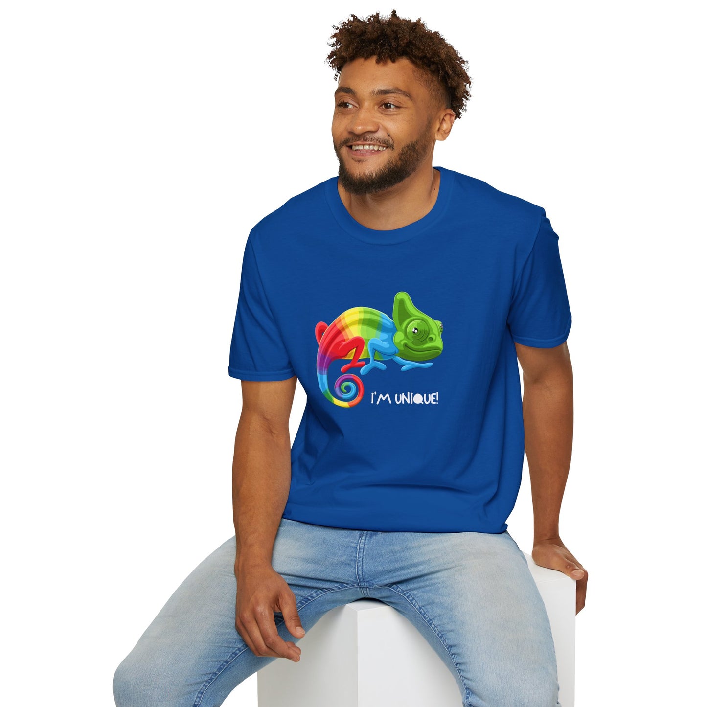 Unique Colorful Chameleon Unisex Softstyle T-Shirt - I'm Unique - 11823