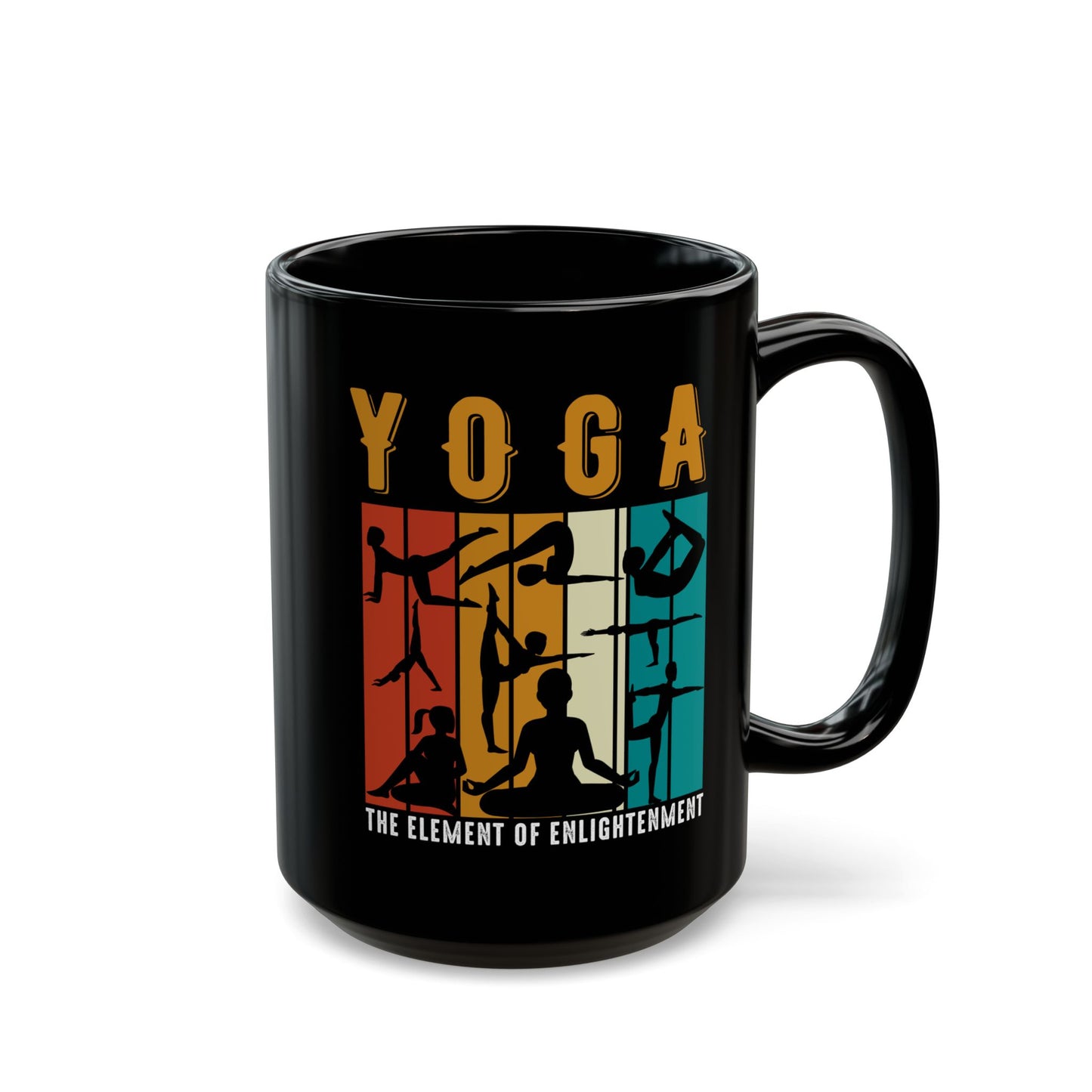 Yoga - Element of Enlightenment Black Mug for Mindful Sipping, Meditation Gift, Yogini Coffee Cup - 13168