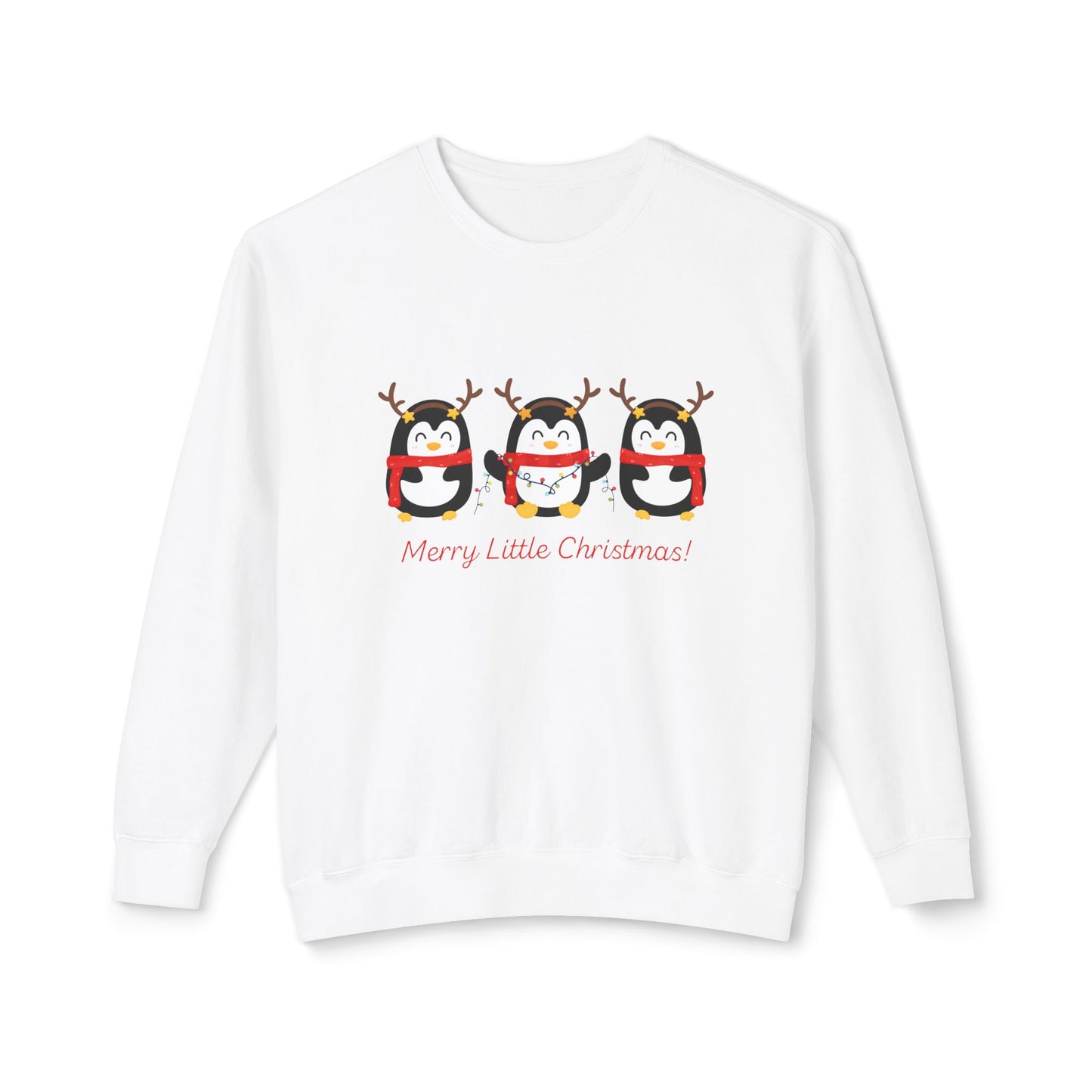 Penguins, Merry Little Christmas - Unisex Lightweight Crewneck Sweatshirt - 10531