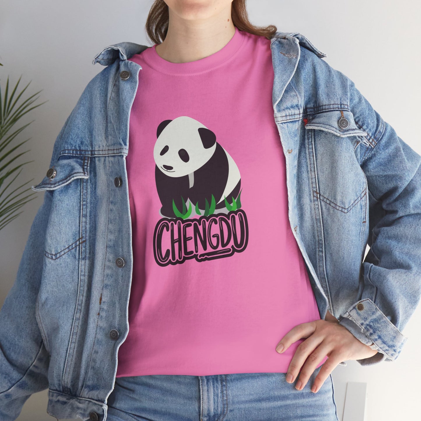 Chengdu Panda Unisex Heavy Cotton Tee - Cozy and Fun Graphic Tee for Animal Lovers - 12206