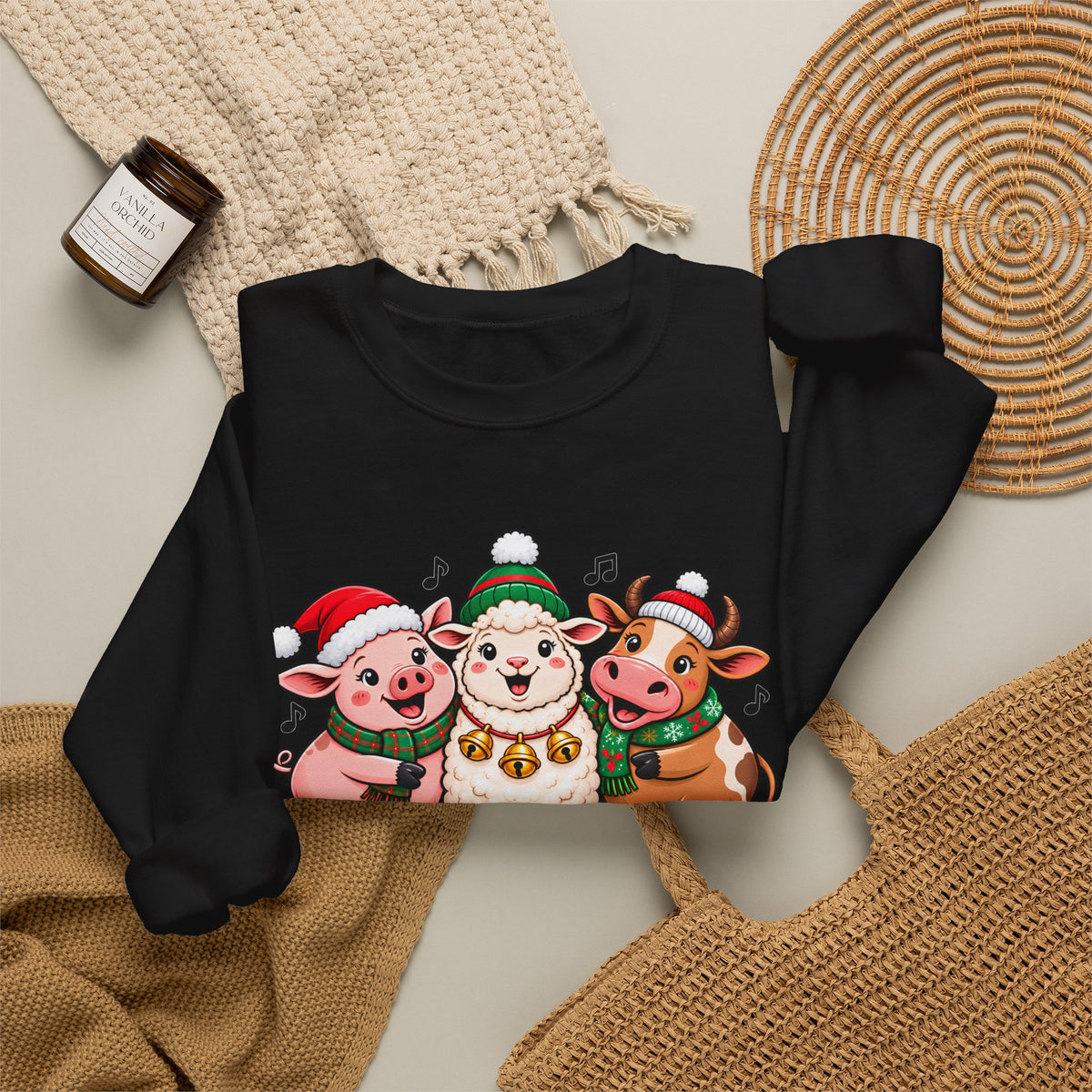 Christmas Farm Animal Friends Sweatshirt, Cute Holiday Crewneck - 14560