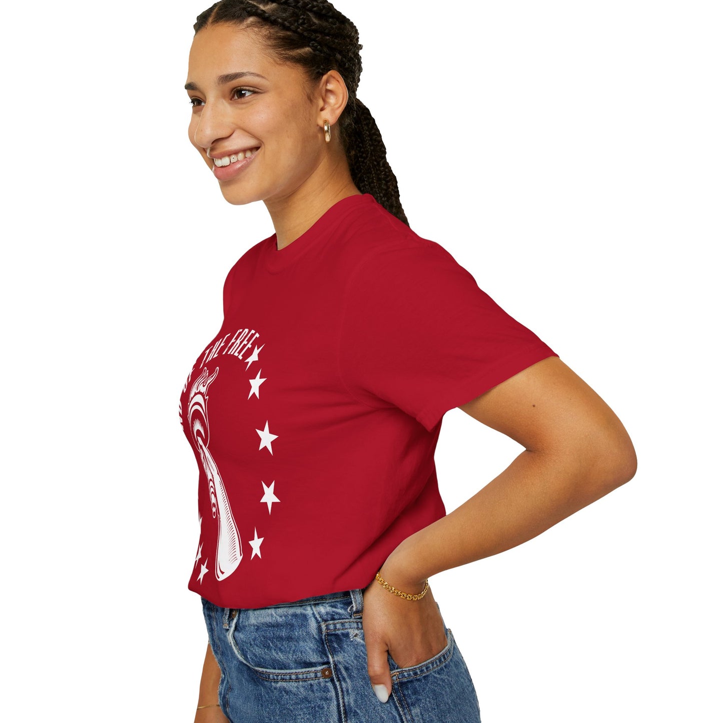 Land Of the Free Graphic T-Shirt, Casual Wear for Independence Day, Gift for Freedom Lovers, Unisex Tee for Everyday Style, Comfort and Style - 13640