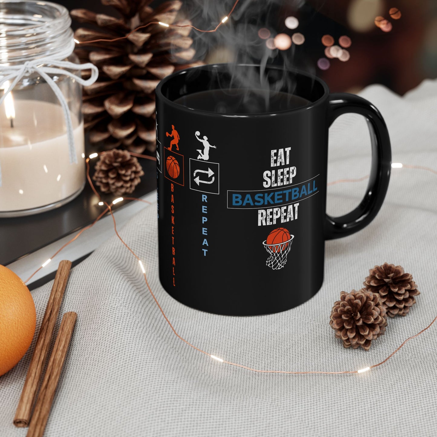 Eat Sleep Basketball Repeat - Black Mug (11oz, 15oz) - 10716