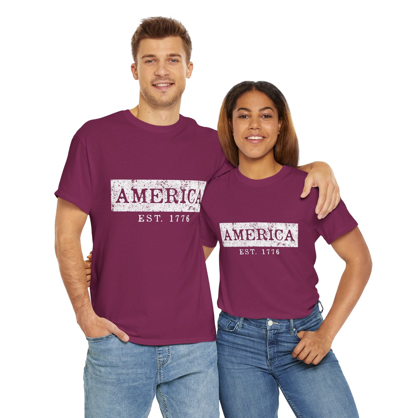 Patriotic Unisex Tee - America EST 1776, Vintage Style Shirt, Independence Day Gift, Casual Wear, Gifts for Him/Her - 13736