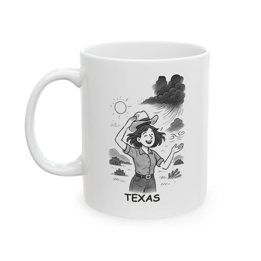 "In Texas, we don’t just ‘enjoy the weather’—we embrace it, no matter if it’s sunny, windy, or a little bit of both." Ceramic Mug - 11oz & 15oz -12754