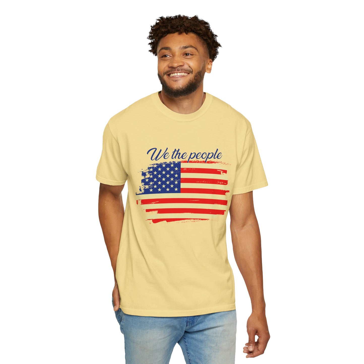 Patriotic Garment-Dyed T-Shirt - We the People, Independence Day Gift, Casual Wear, Constitution Day, Freedom Apparel - 13691