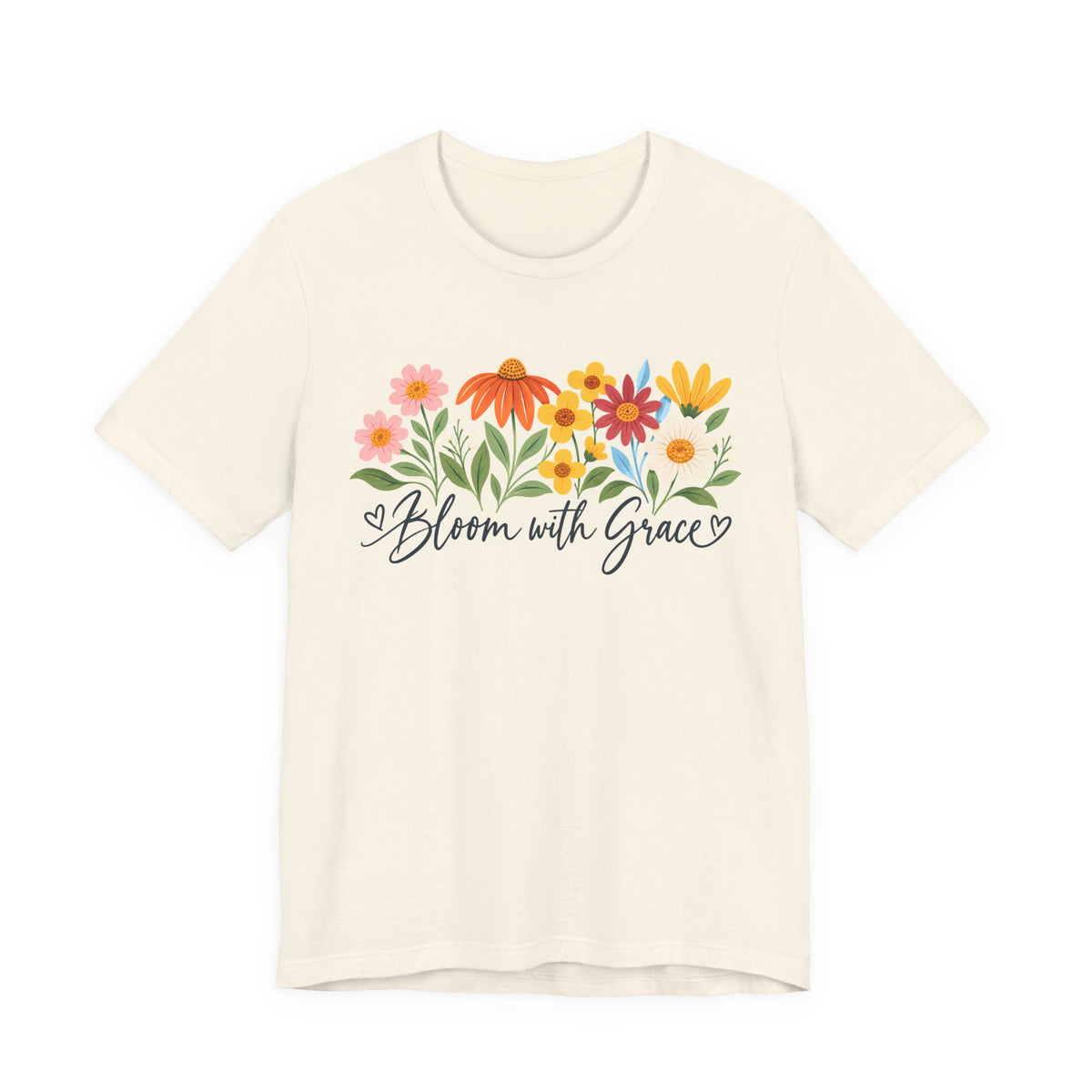 Bloom With Grace Floral T-Shirt, Women’s Inspirational Flower Tee - 14983