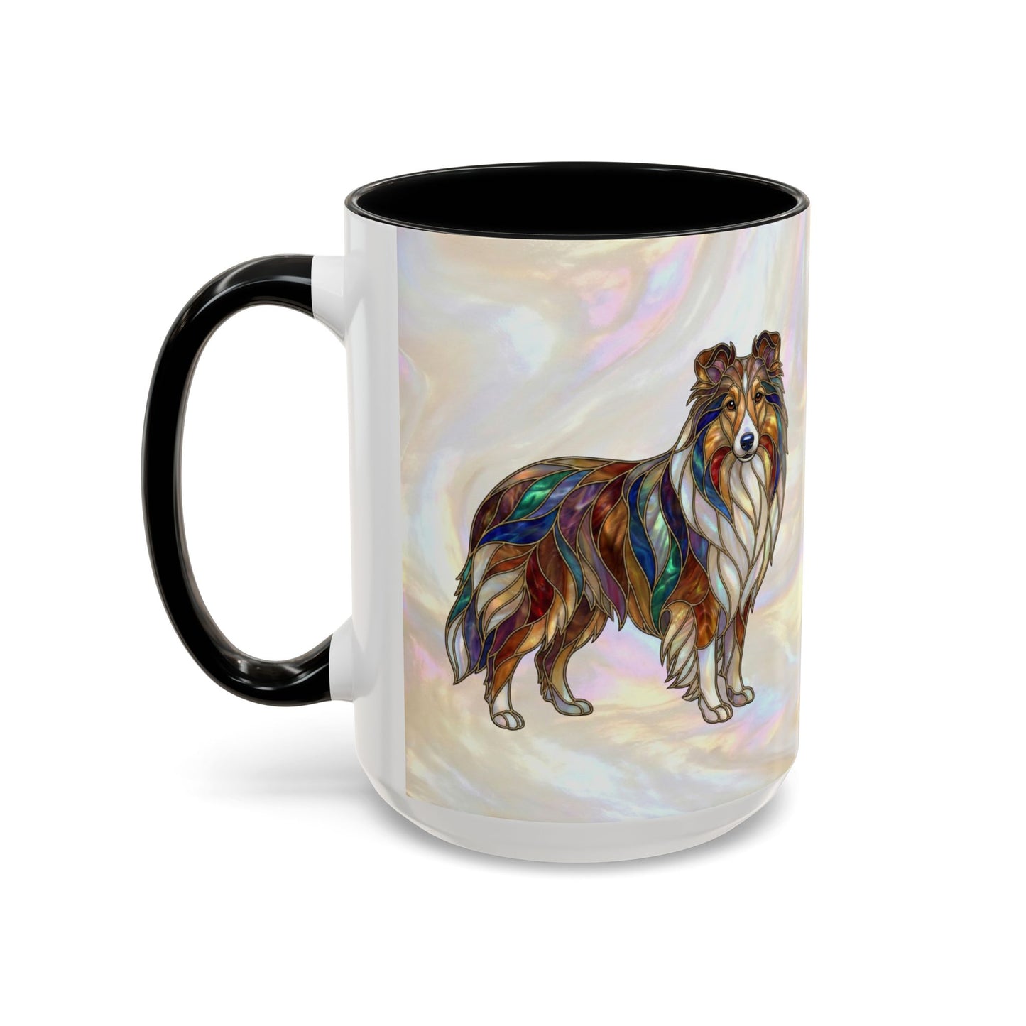 Sheltie Accent Coffee Mug – Stained Glass Design 11/15oz - 14645