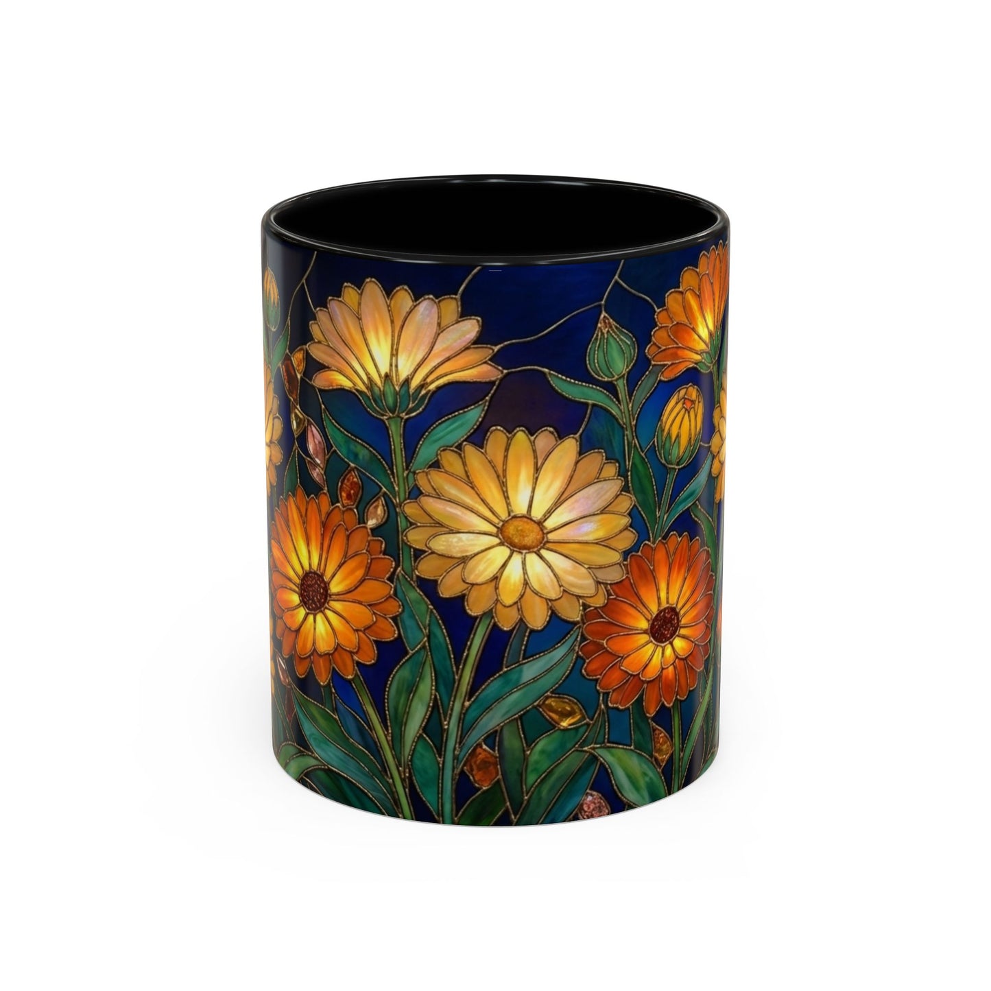 Calendula Accent Coffee Mug — Stained Glass Design (11/15oz) - 14549