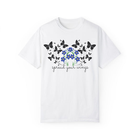 Butterfly & Flower Unisex Garment-Dyed T-shirt