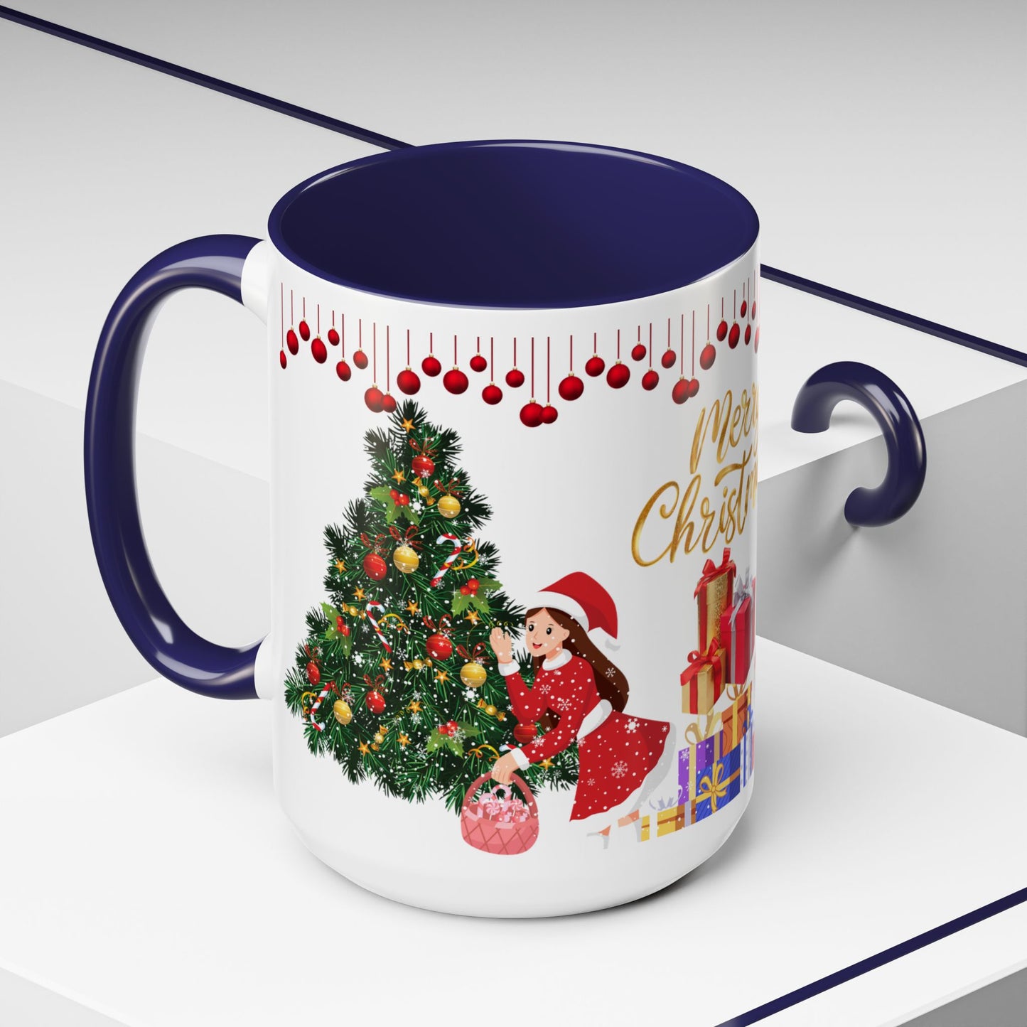 Merry Christmas - Accent Coffee Mug (11, 15oz)