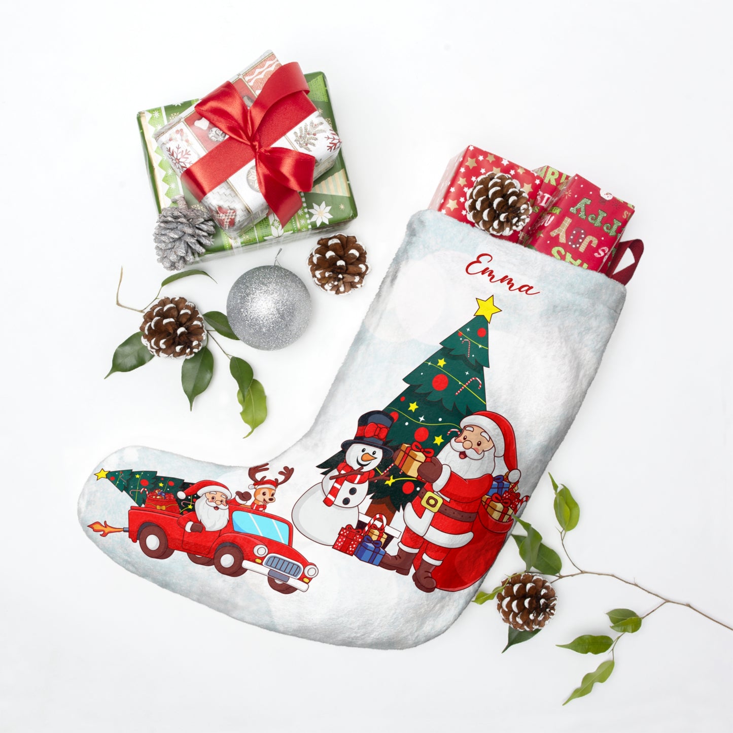 Emma, Santa's Party, Customizable - Christmas Stockings - 10435