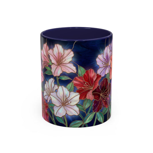 Azalea Floral Accent Coffee Mug — Stained Glass Design 11/15oz - 14554