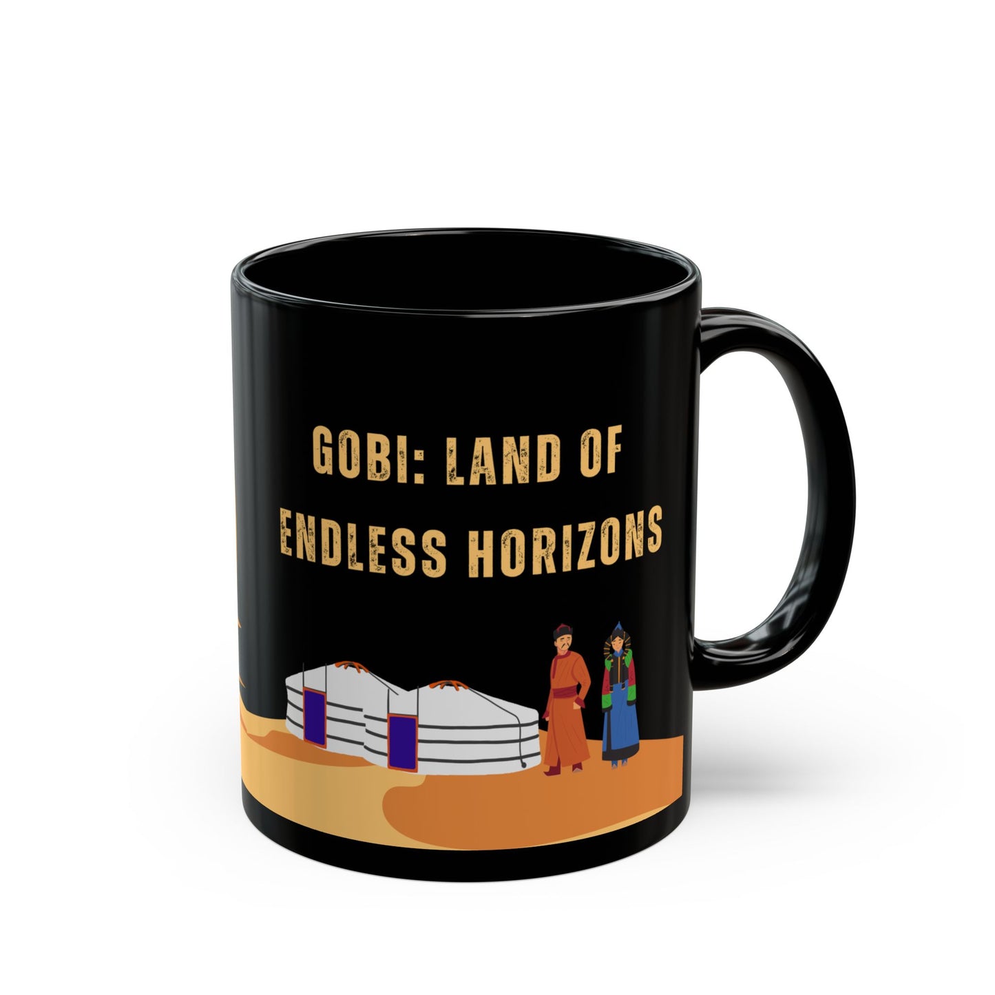 Gobi: Land of Endless Horizons - Ceramic Black Mug (11oz, 15oz) - 10382