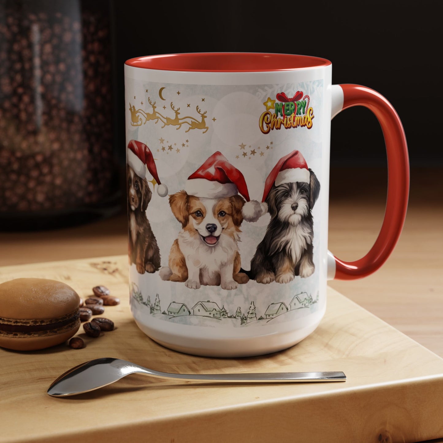 Merry Christmas, Puppies - Accent Coffee Mug (11, 15oz)