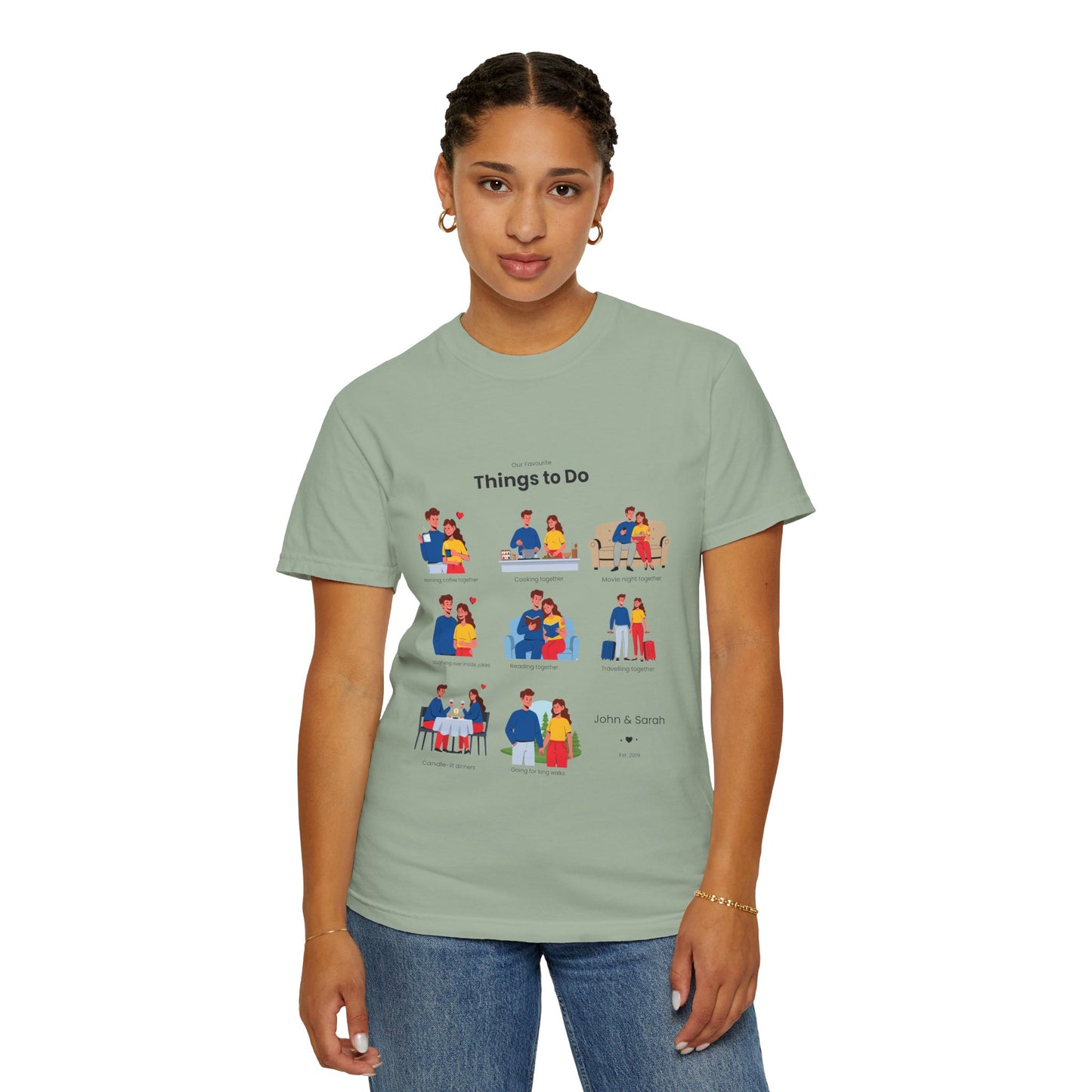Our Favourite Things to Do Together – Personalised Valentine’s Illustration T-Shirt Gift - 14722
