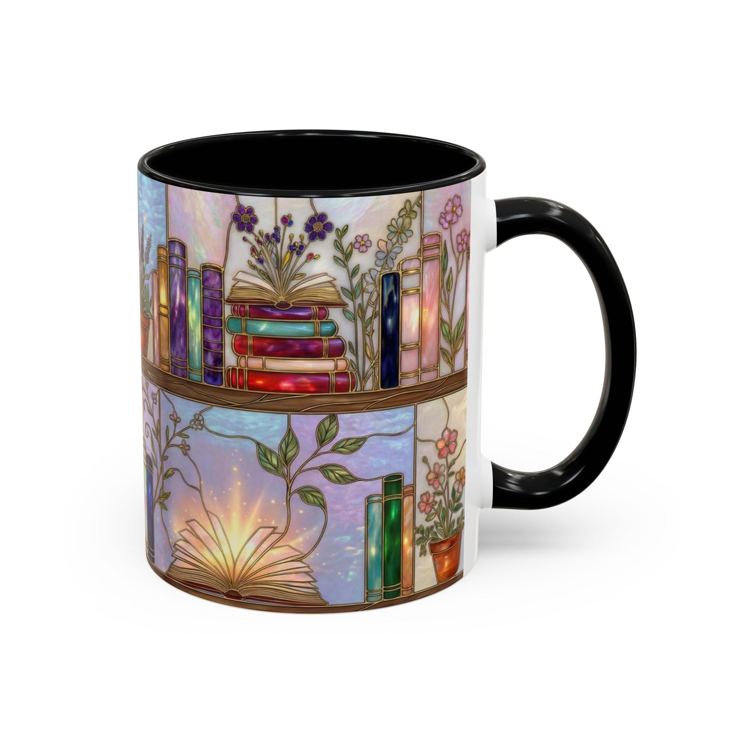 Magic Book Shelf Accent Coffee Mug — Stained Glass Design (11/15 oz) - 14529