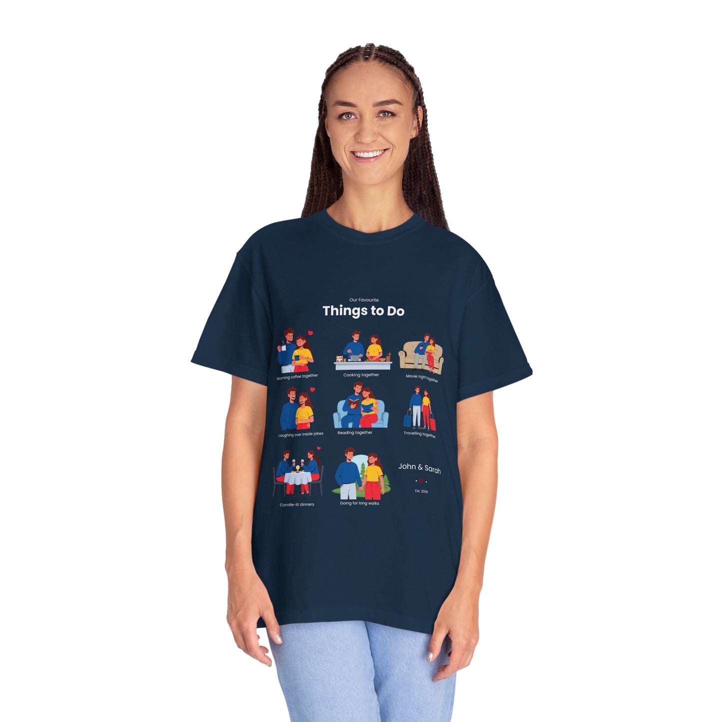 Our Favourite Things to Do Together – Personalised Valentine’s Illustration T-Shirt Gift - 14722